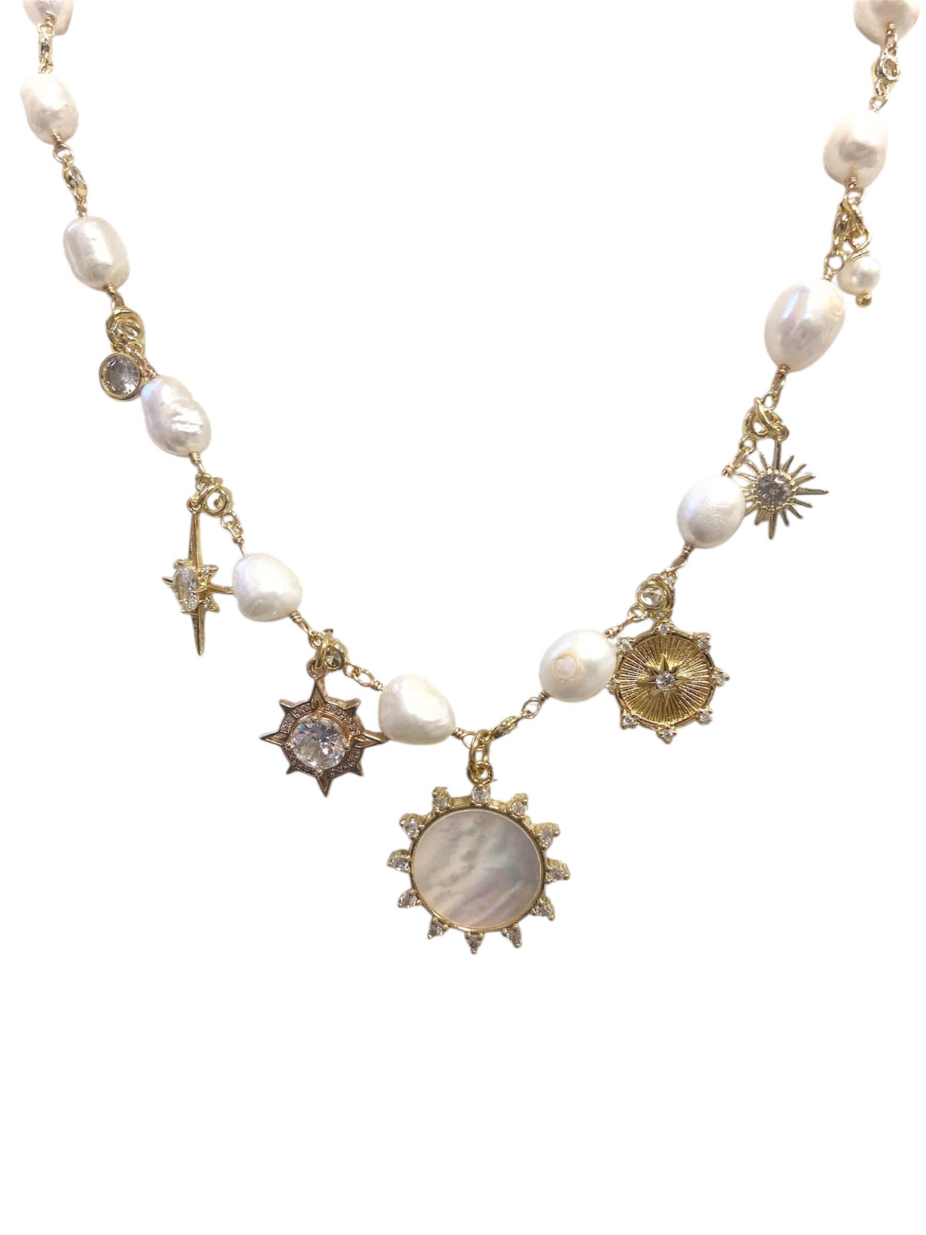 Freshwater Pearl Heart Charm Necklace