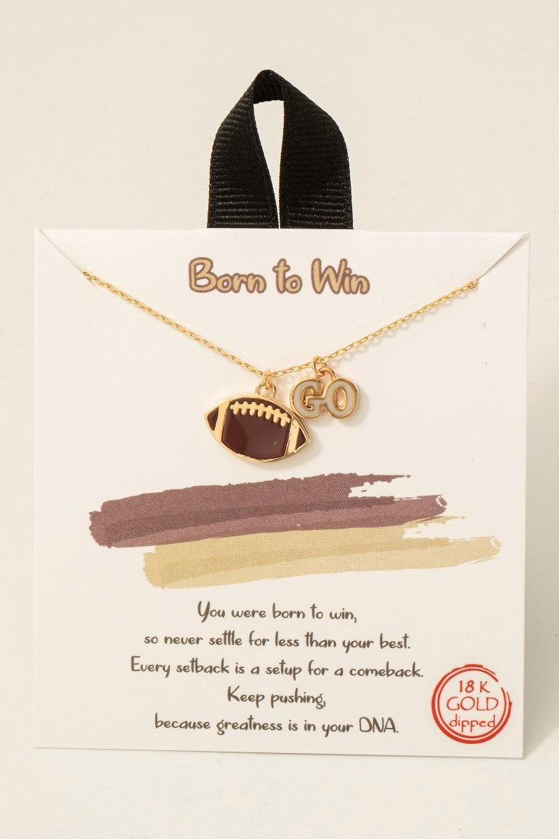Born To Win Football Necklace