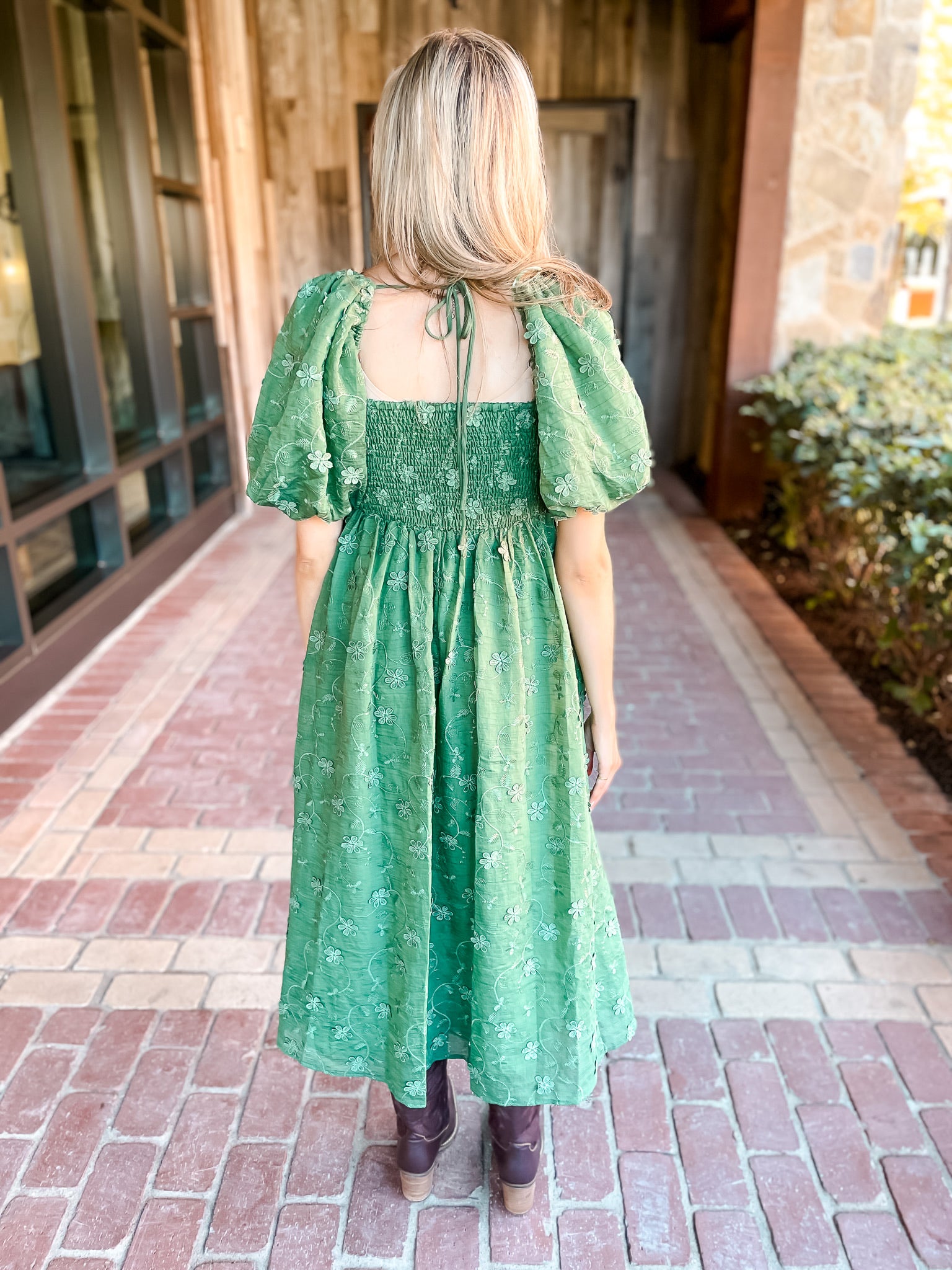 Forest Green Embroidered Dress