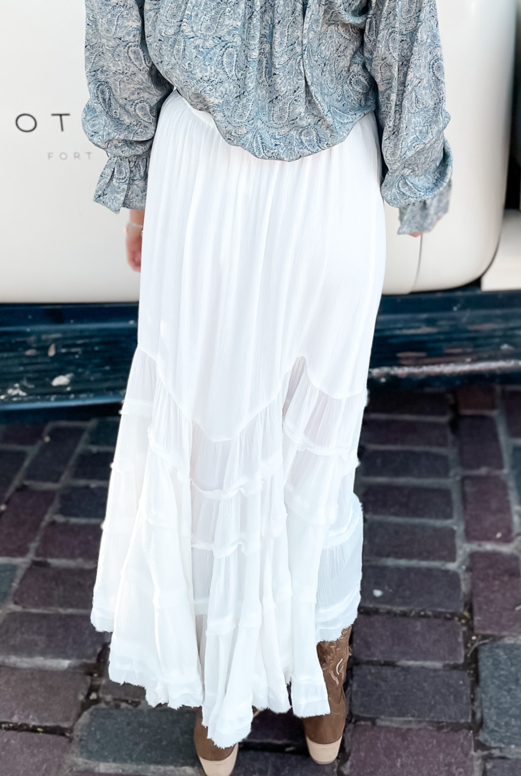 Wave Tiered Skirt - Off White