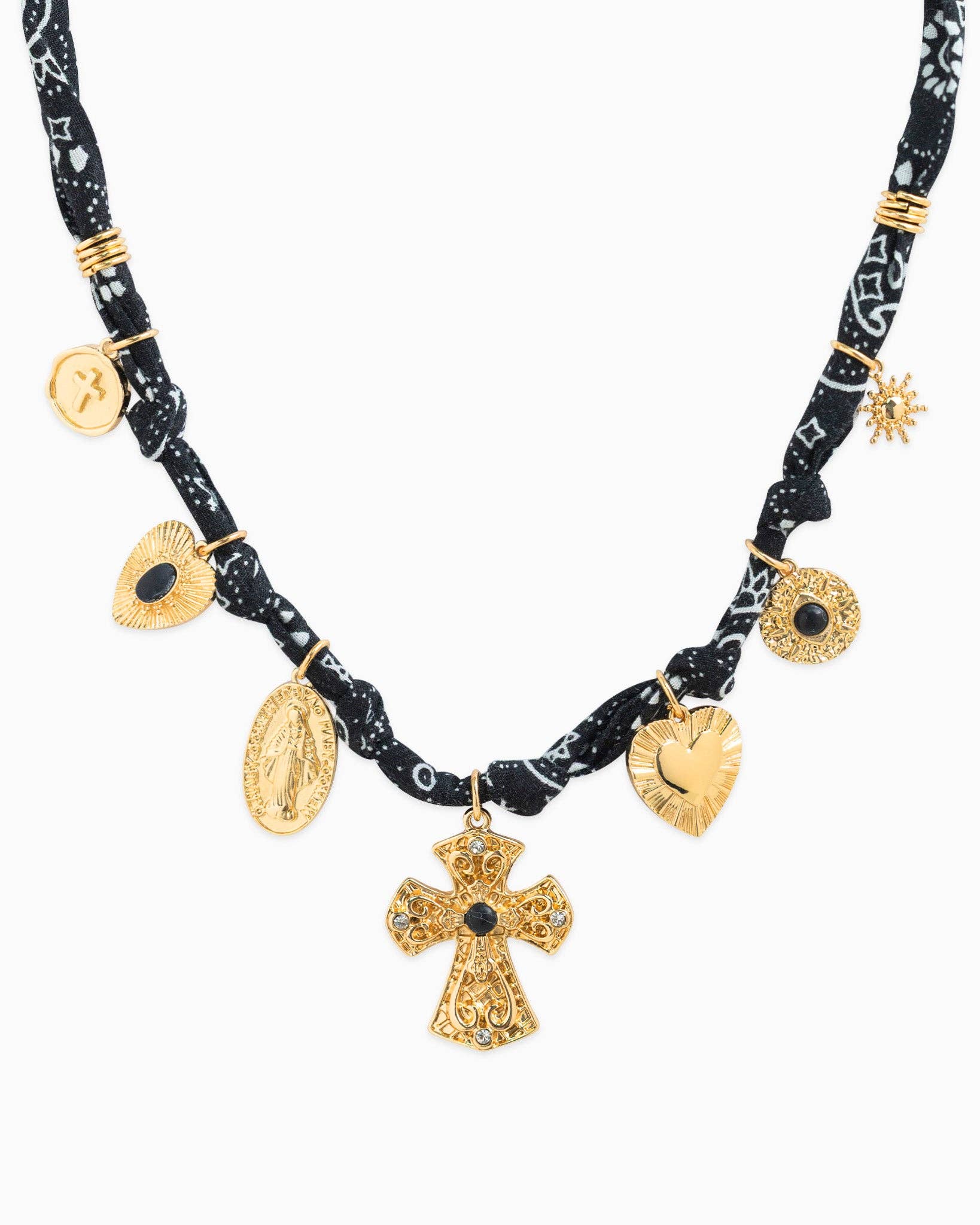 Bandana Cross Scarf Necklace- Black