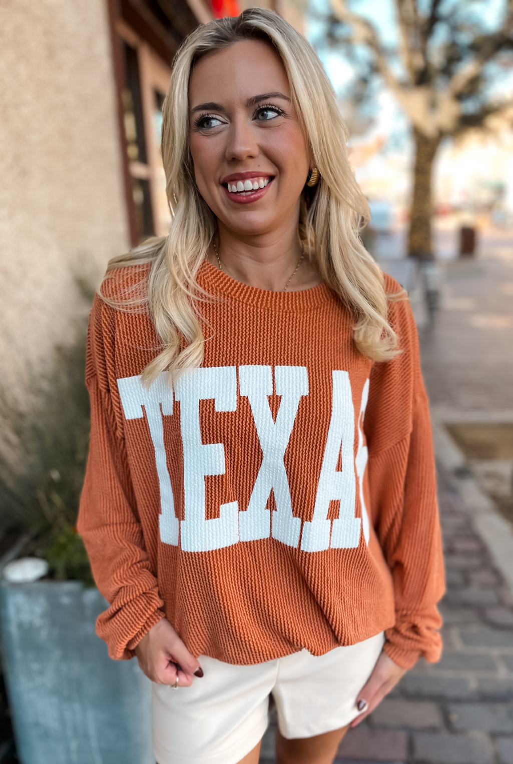 Texas Ribbed Oversized Top - Spice