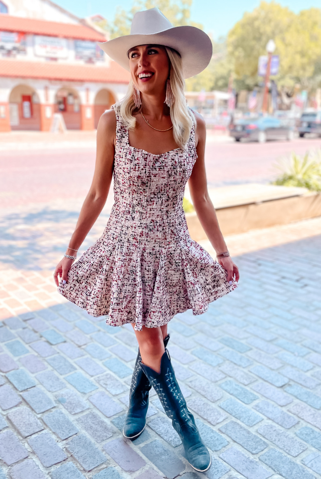 Tweed Flair Mini Dress