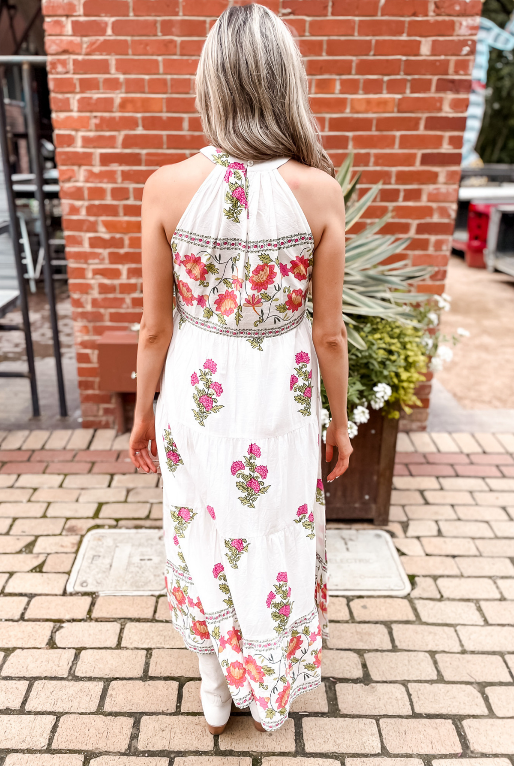 Floral High Neck Maxi Dress