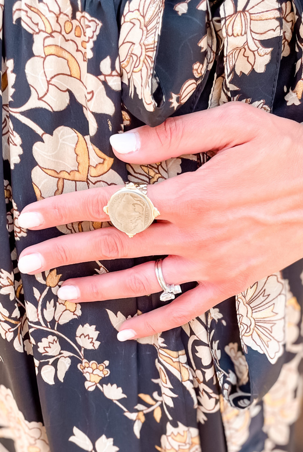 Handcast Gold and Silver Buffalo Coin Adjustable Ring