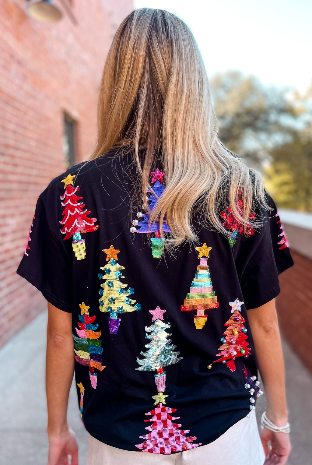 Queen Of Sparkles - Christmas Tree Color Block T-Shirt