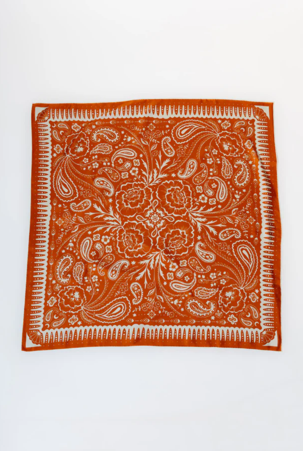 Orange & Cream Silk Square Scarf