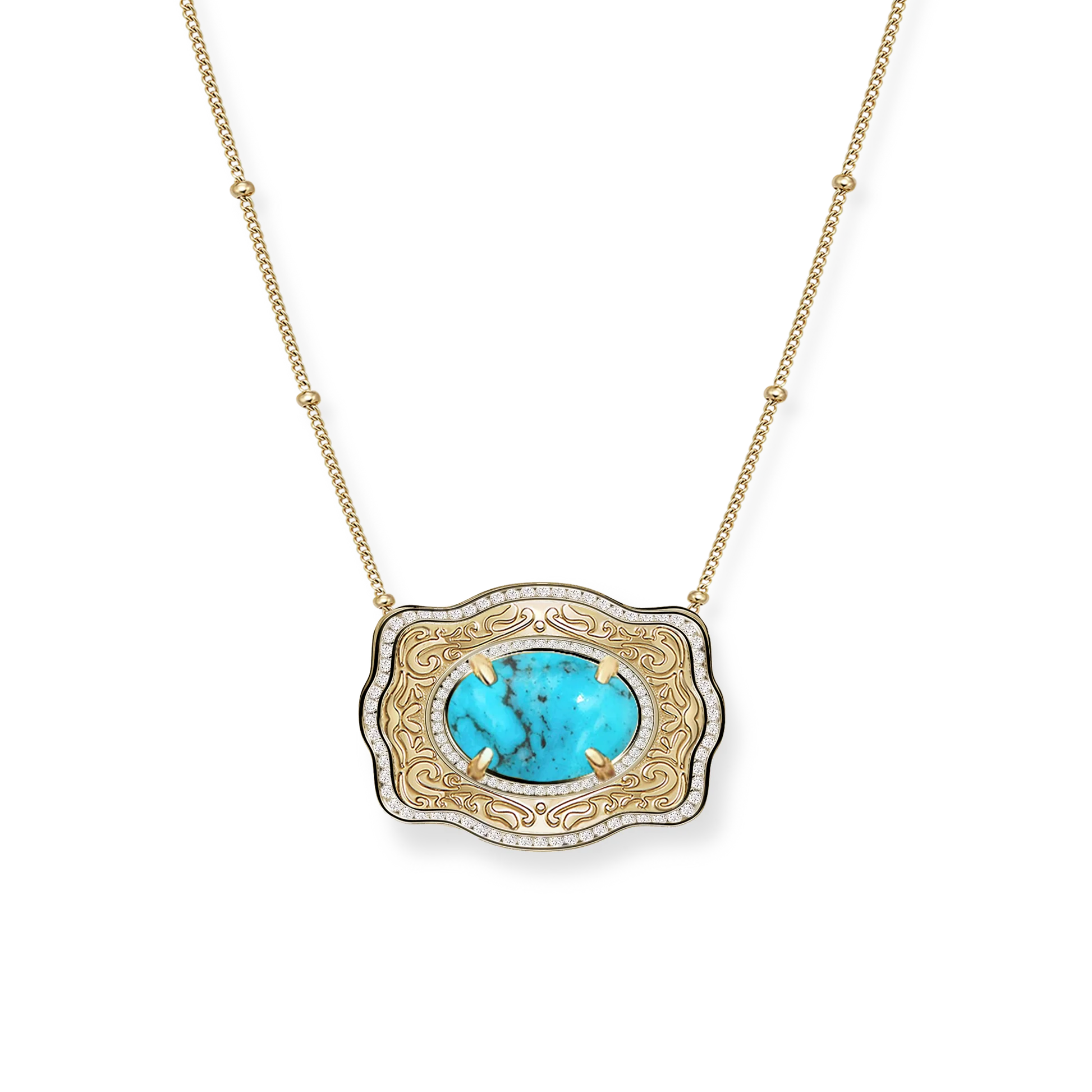 Oasis Large Belt Buckle Necklace - Gold