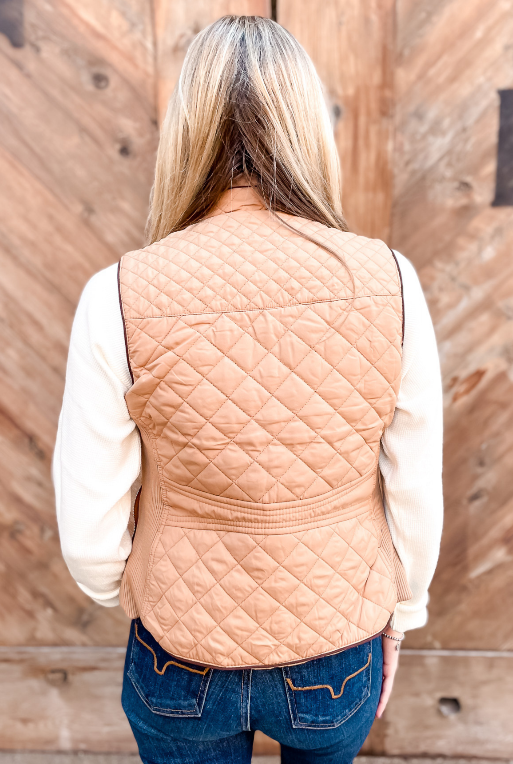 Quilted & Piped Vest - Camel