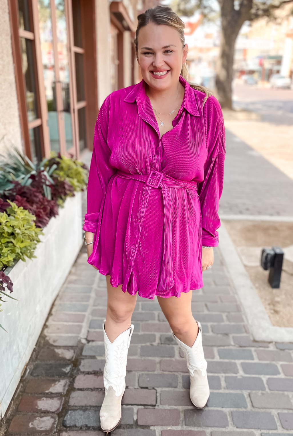 Pleated Shirt Dress
