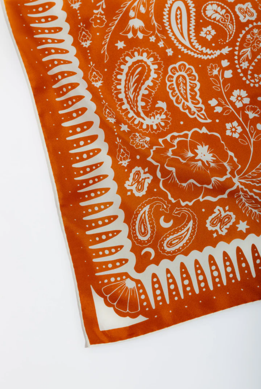 Orange & Cream Silk Square Scarf
