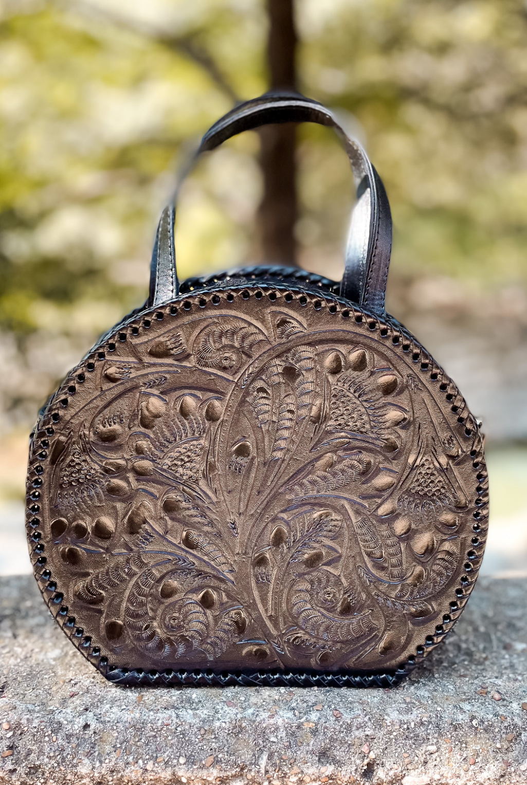 Dixie Tooled Leather Handbag - Black