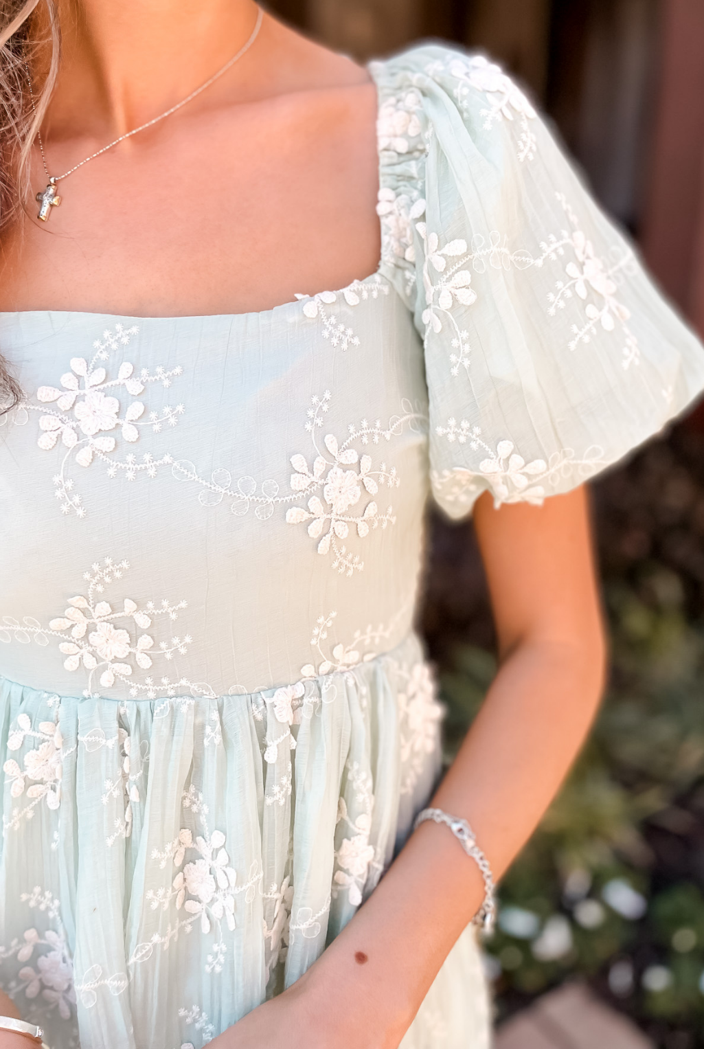 Everlasting Embroidered Dress - Mint