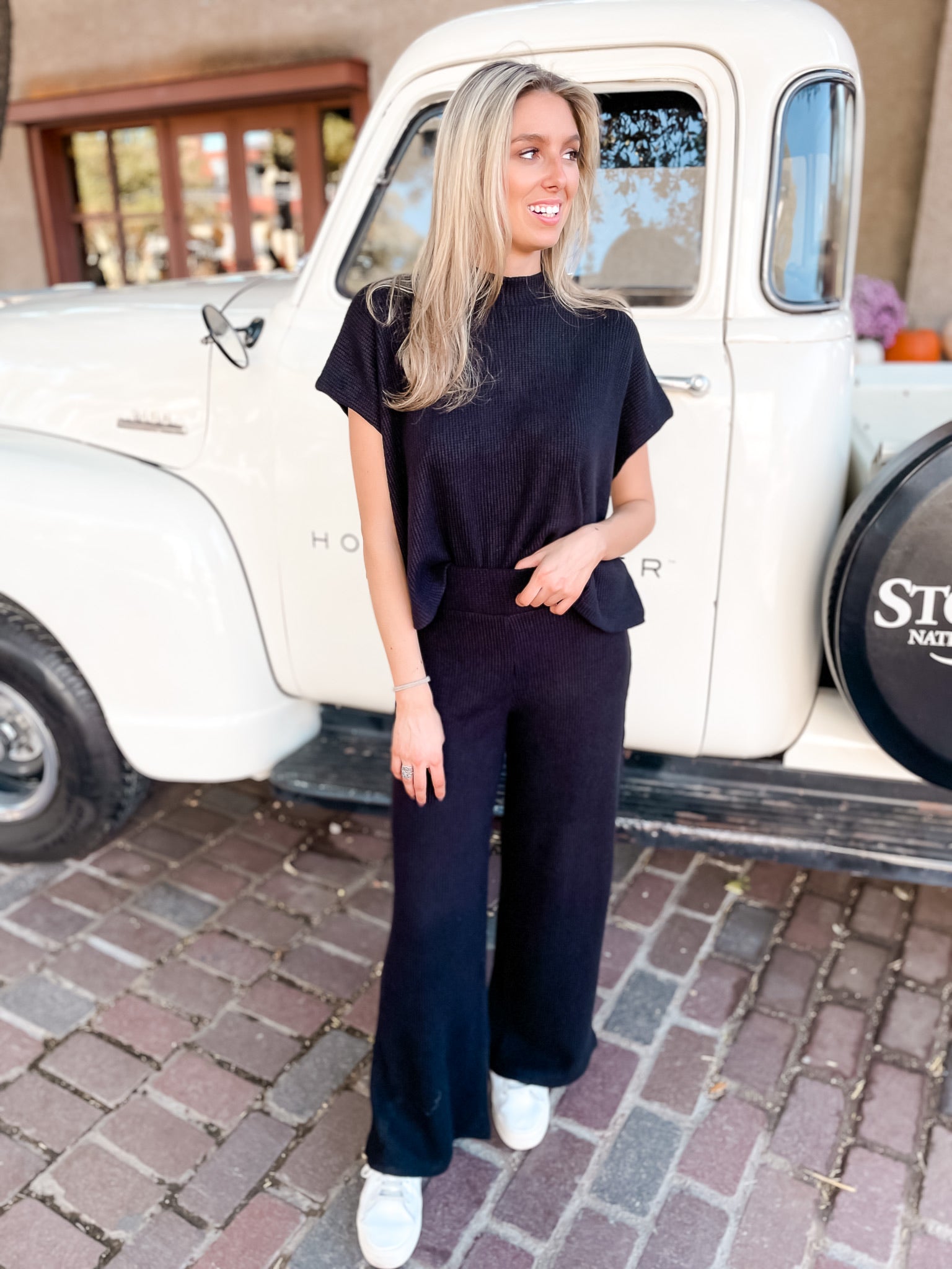 Maddi Says Waffle Set - Black