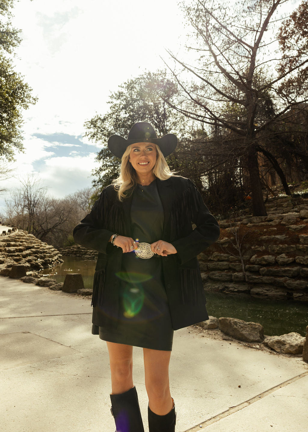 Belen Leather Dress - Black