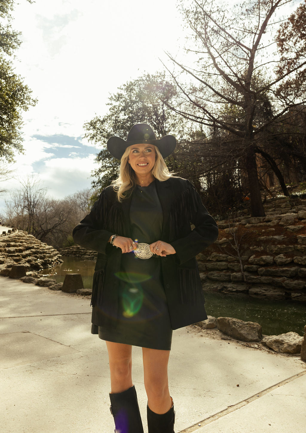 Belen Leather Dress - Black