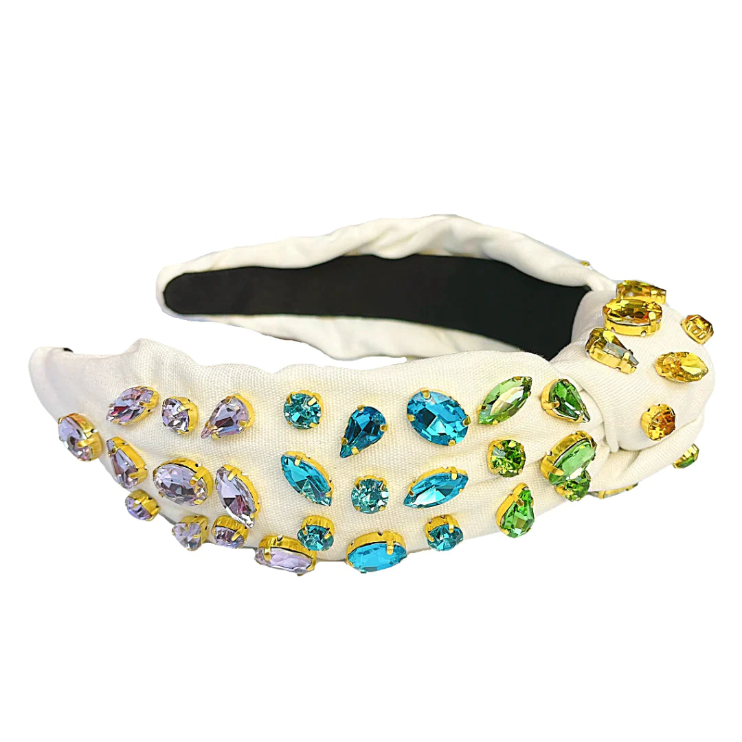 Rainbow Crystal Headband - White