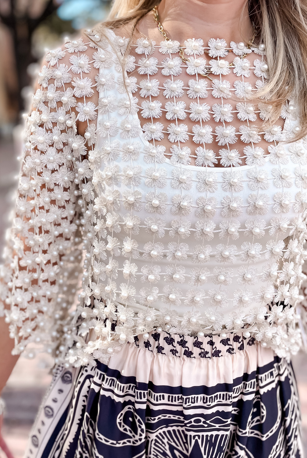 Pearl Crochet Top - Ivory