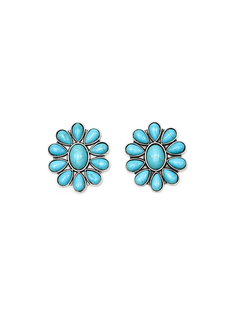 Flower Cluster Earrings - Turquoise - Tucker Brown
