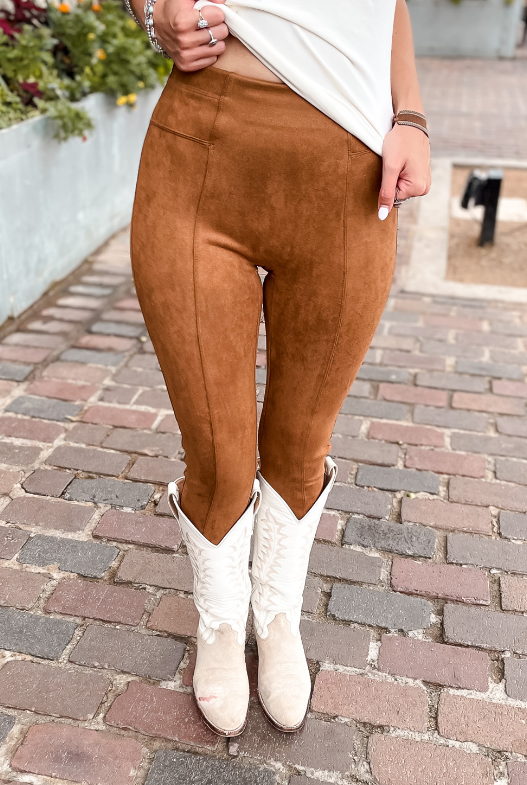 Spanx Camel Faux Suede Leggings