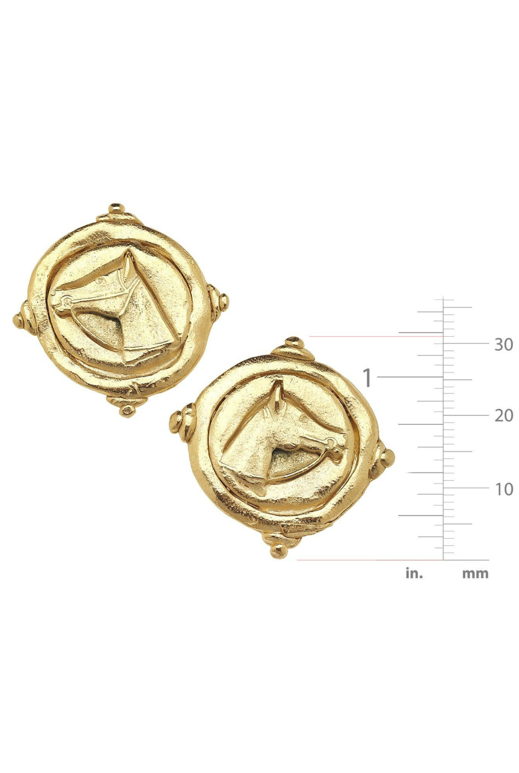 Gold Horse Intaglio Pierced Earrings