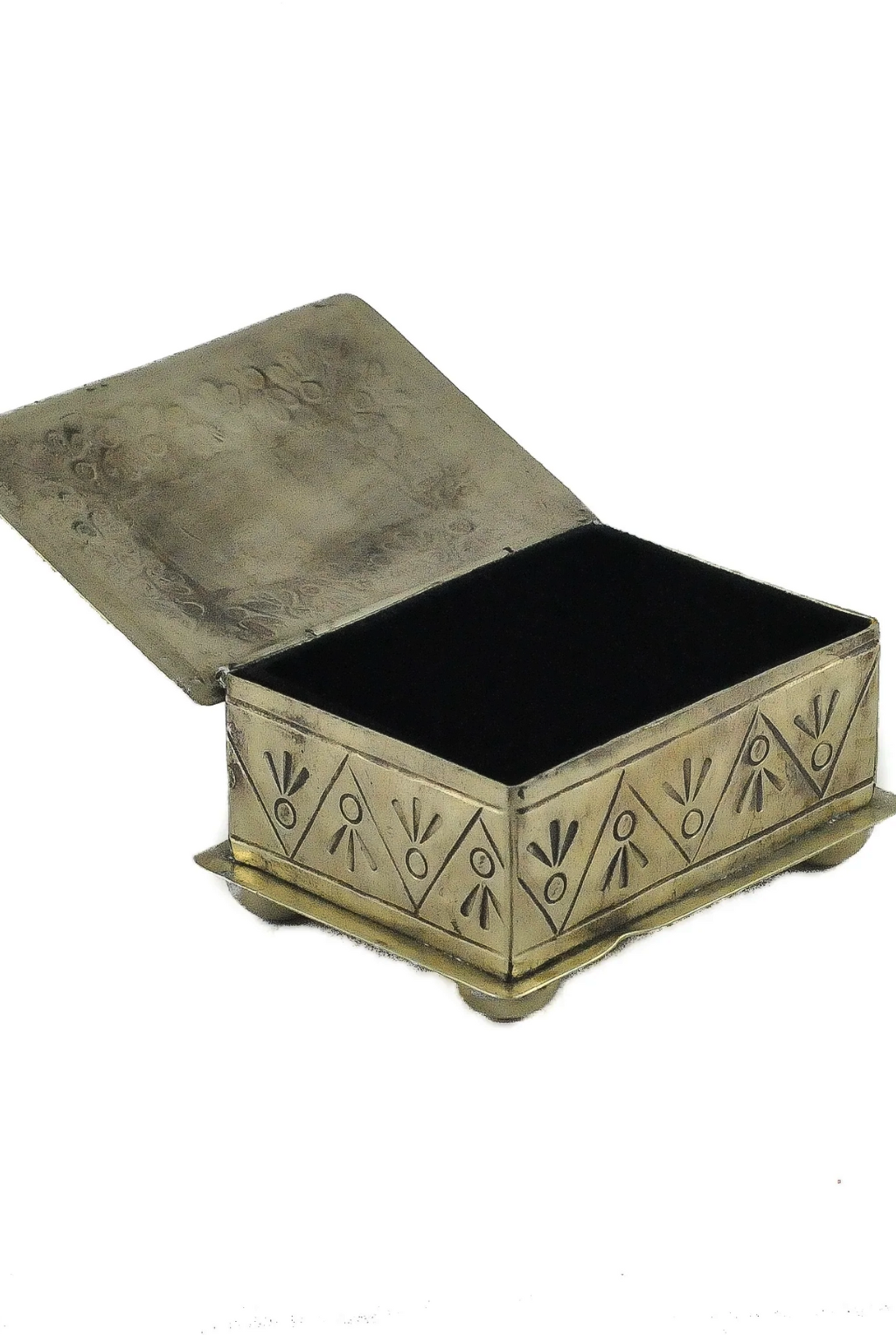 Rustic Silver Small Box With Turquoise