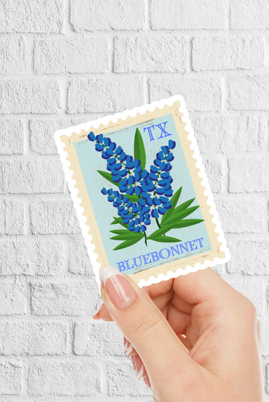 Texas Bluebonnet Stamp Sticker - Tucker Brown