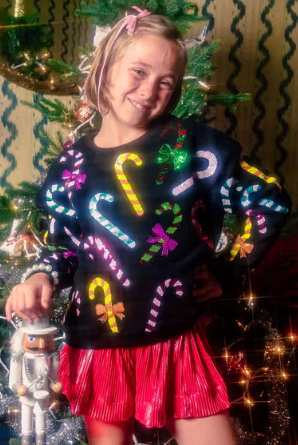 Queen Of Sparkles - Kids Rainbow Candy Cane Sweatshirt