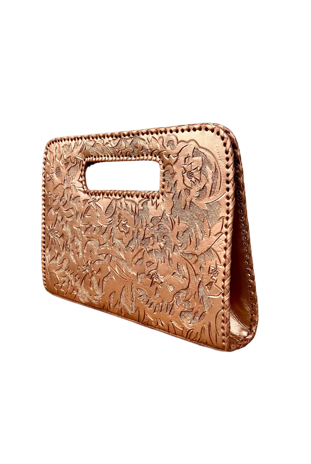 Claire Tooled Leather Handbag - Bronze