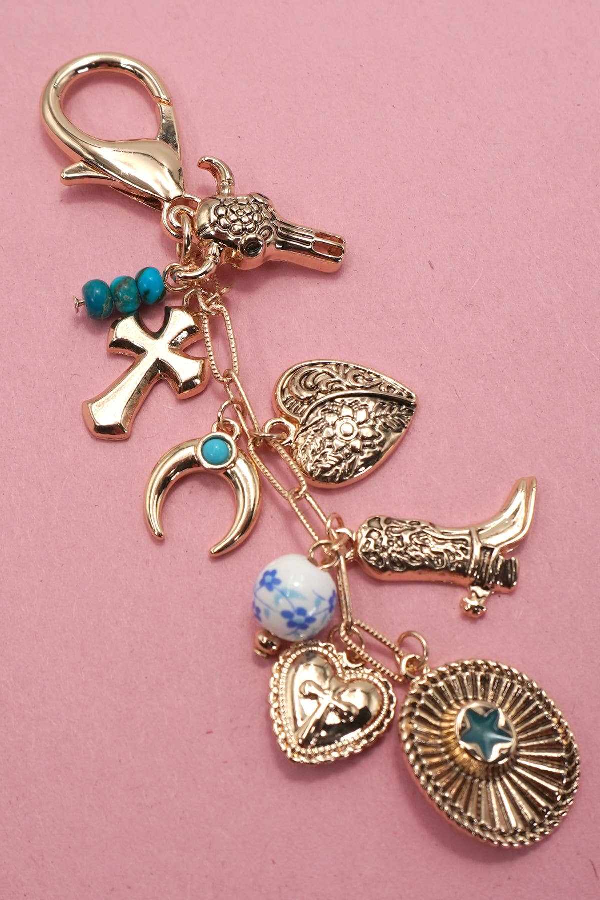 Western Cross, Heart, Boot, Skull Bag Charm