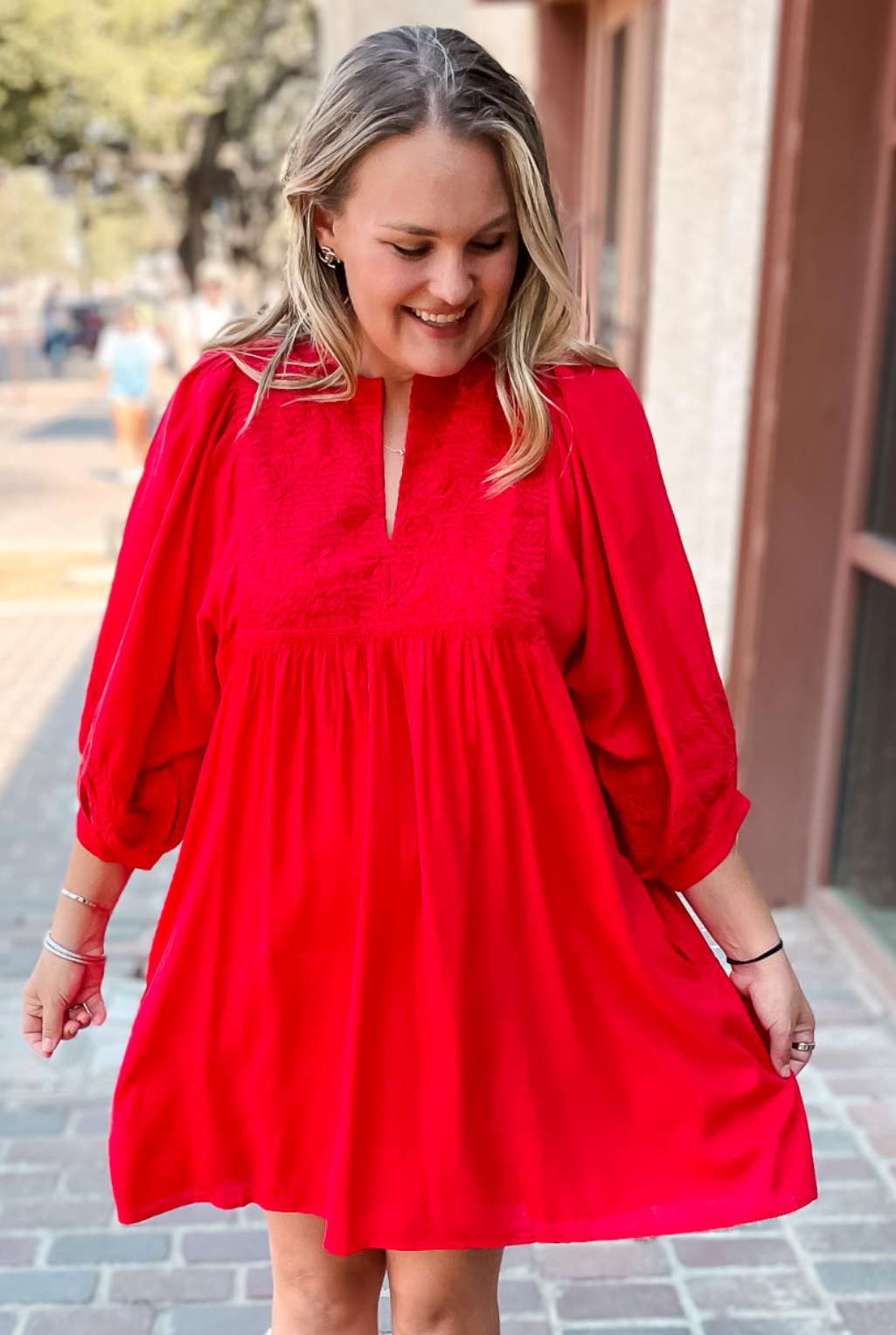 J Marie - Maddy Embroidered Dress - Red
