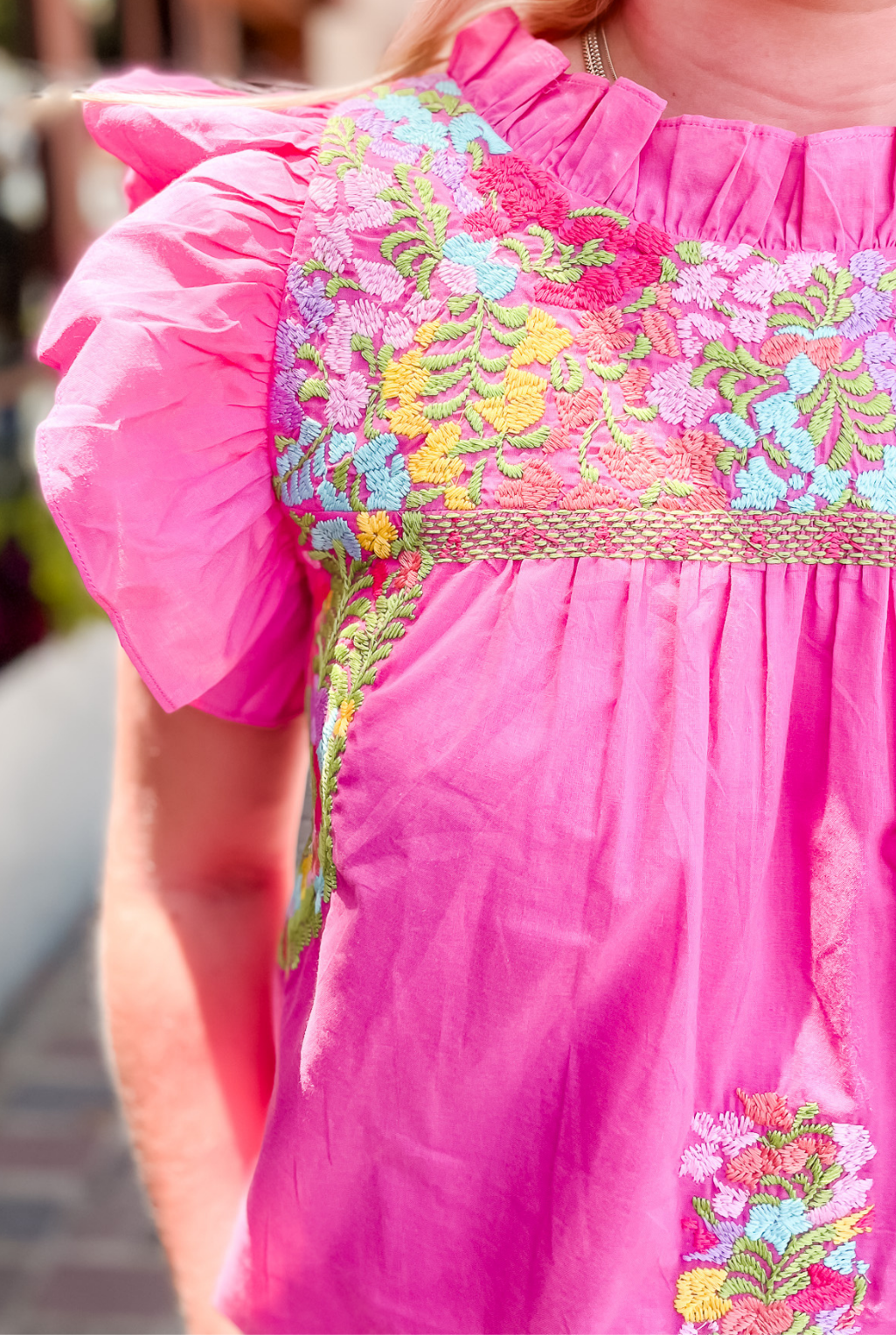 Nellie Embroidered Top - Pink