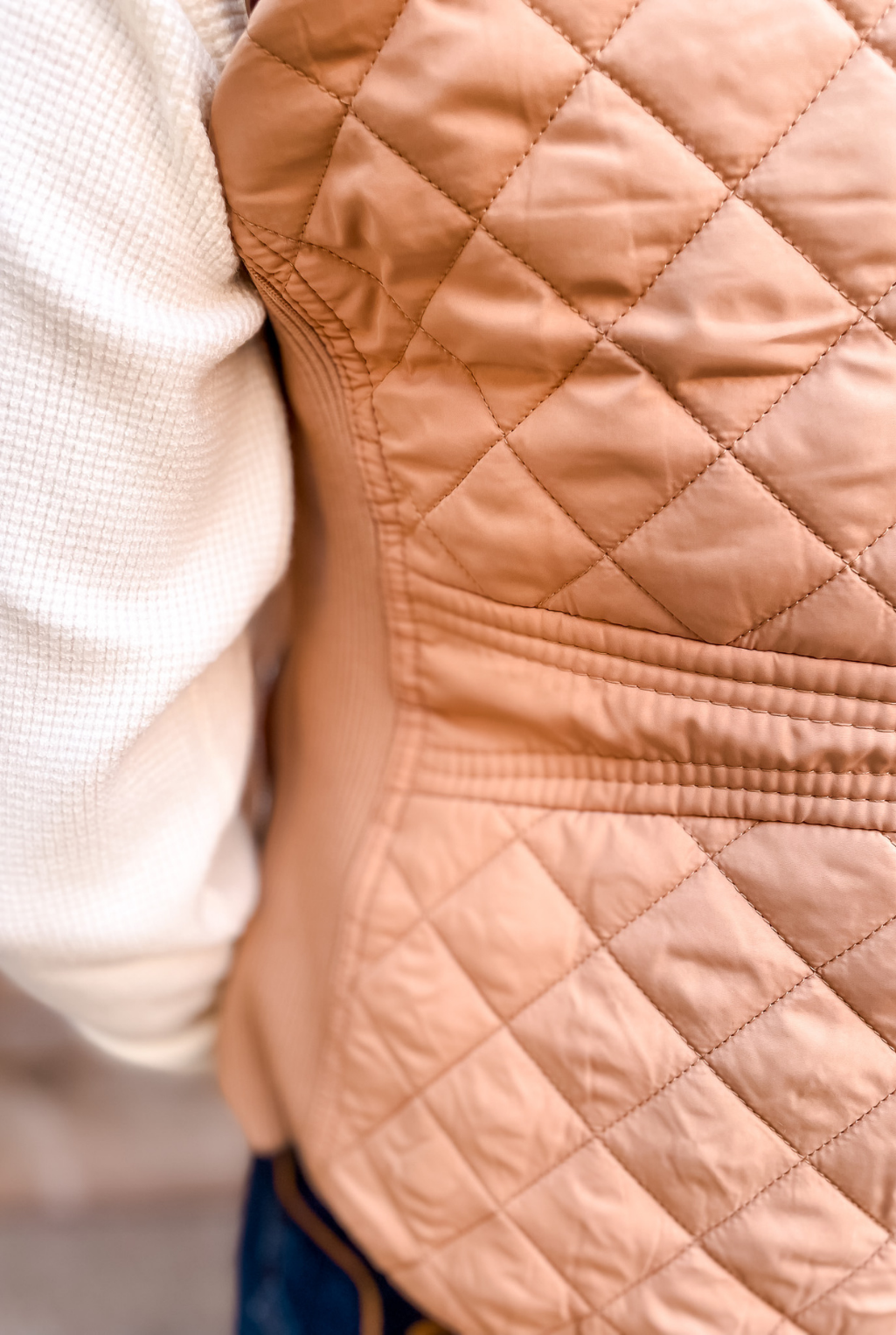 Quilted & Piped Vest - Camel