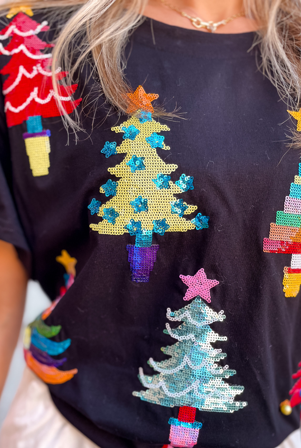 Queen Of Sparkles - Christmas Tree Color Block T-Shirt