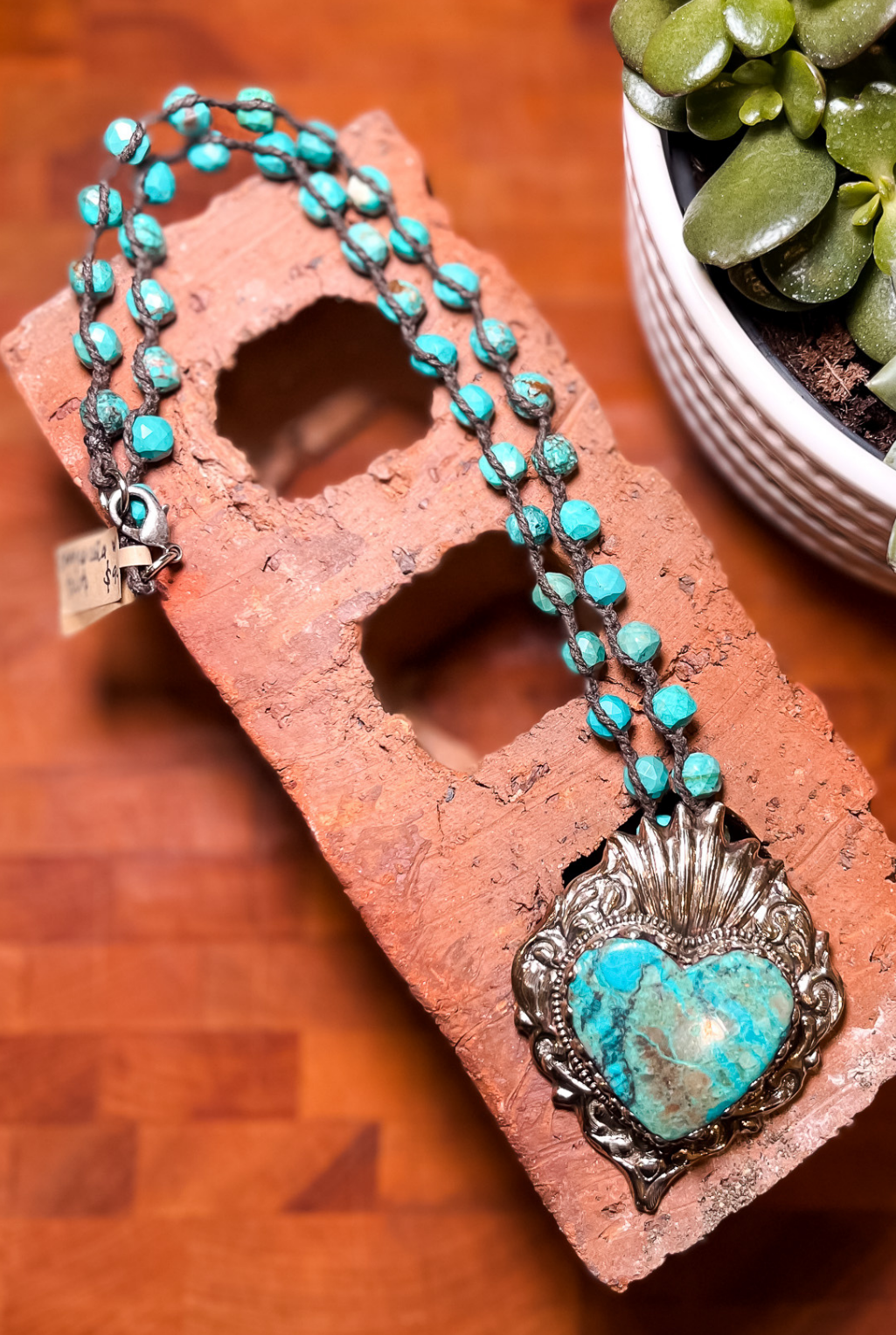 Sacred Heart Necklace - Turquoise