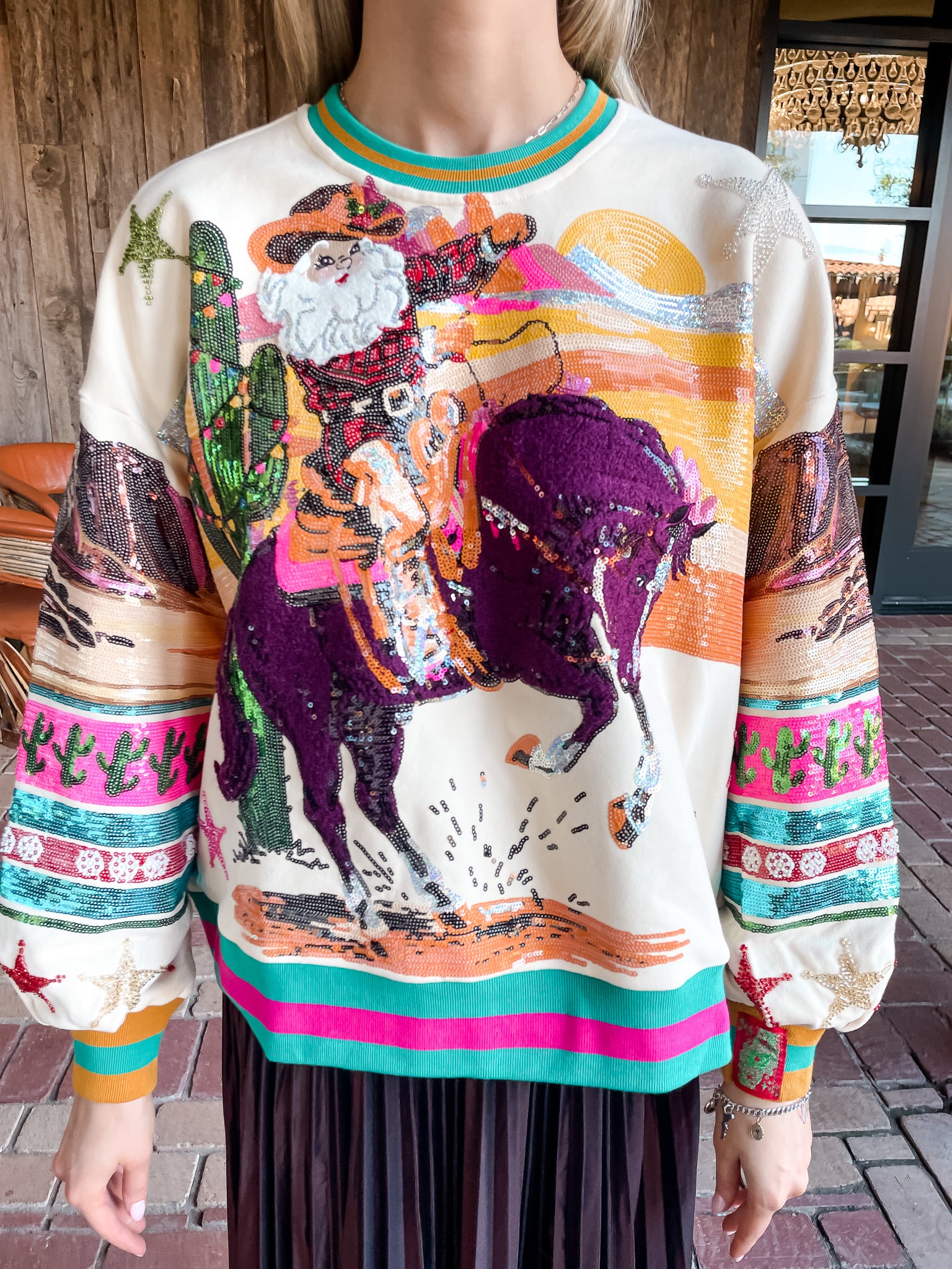 Vintage Cowboy Santa Sweater