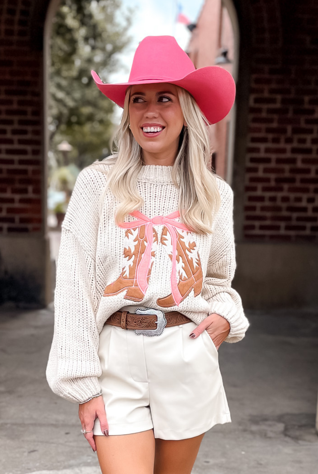 Boots & Bows Sweater - Natural