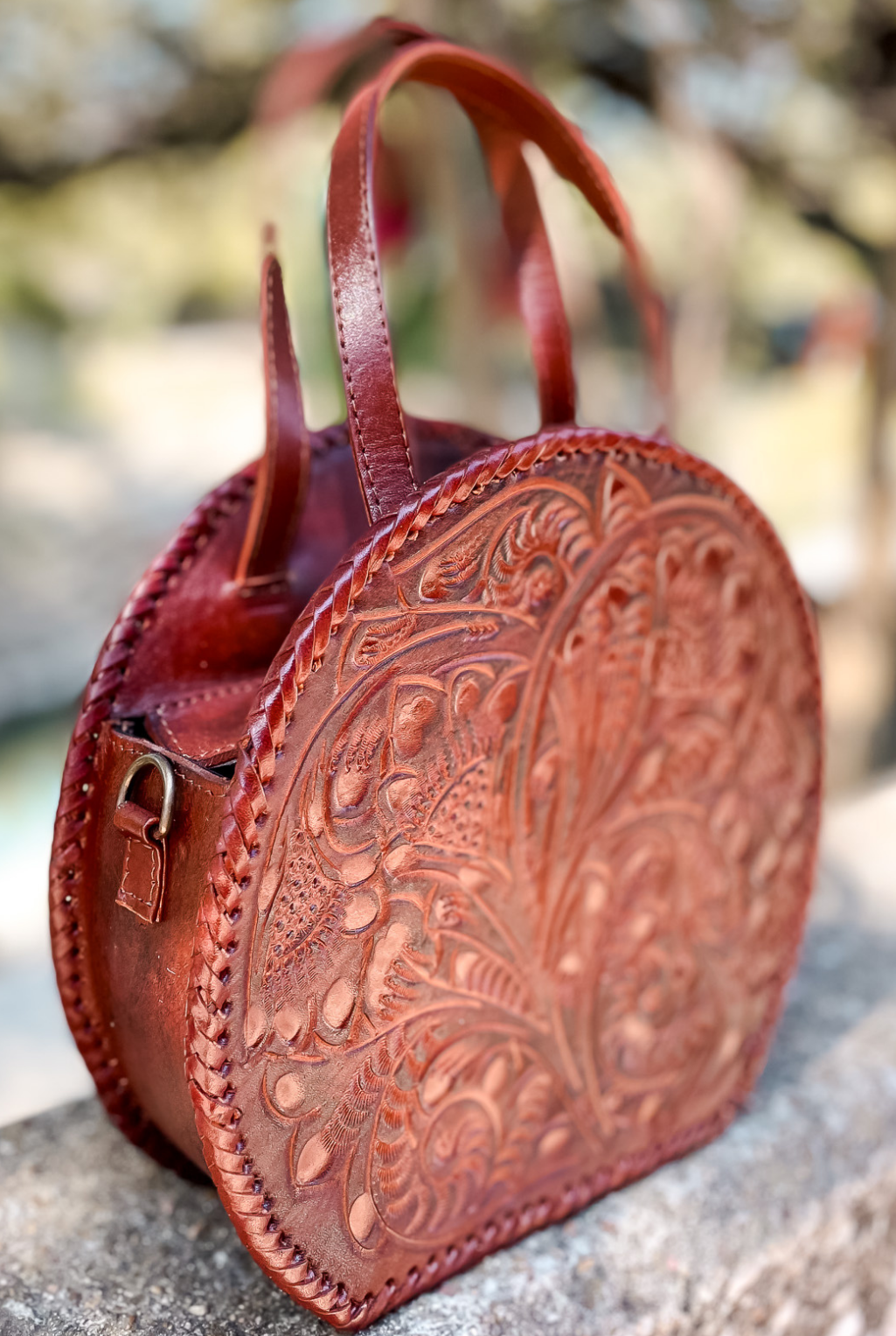 Dixie Tooled Leather Handbag - Camel