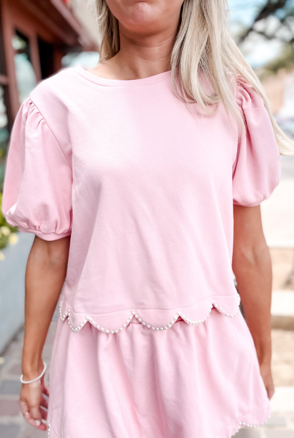 Scallops + Pearls Short Set - Pink