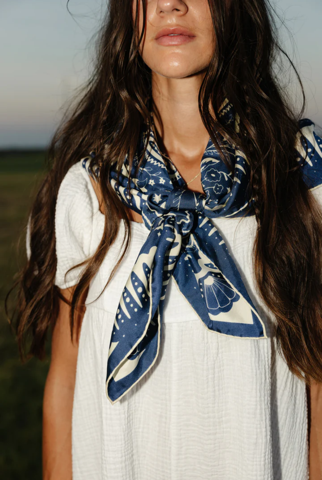 Navy Outlaw Silk Square Scarf