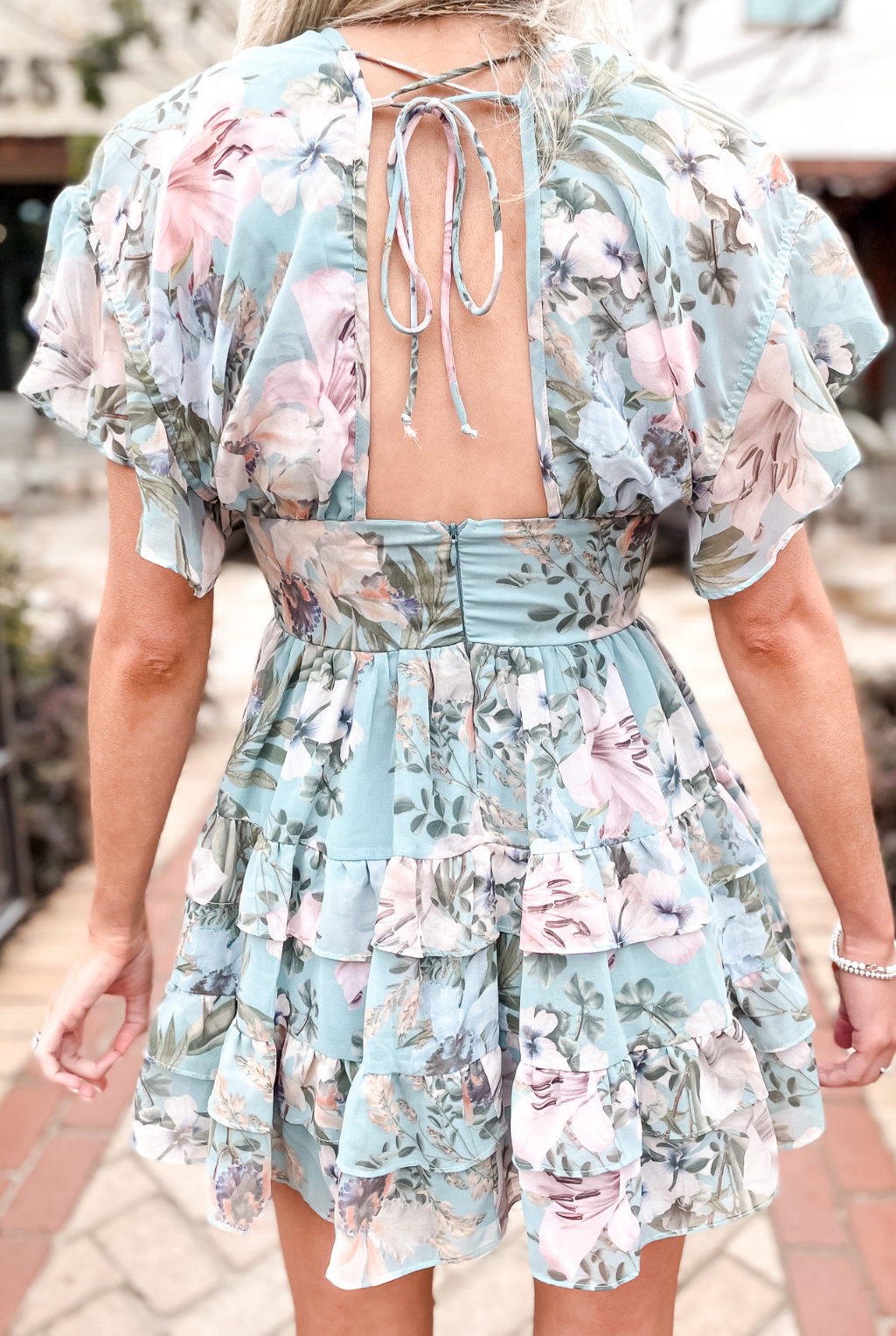 Dusty Blue Floral Dress