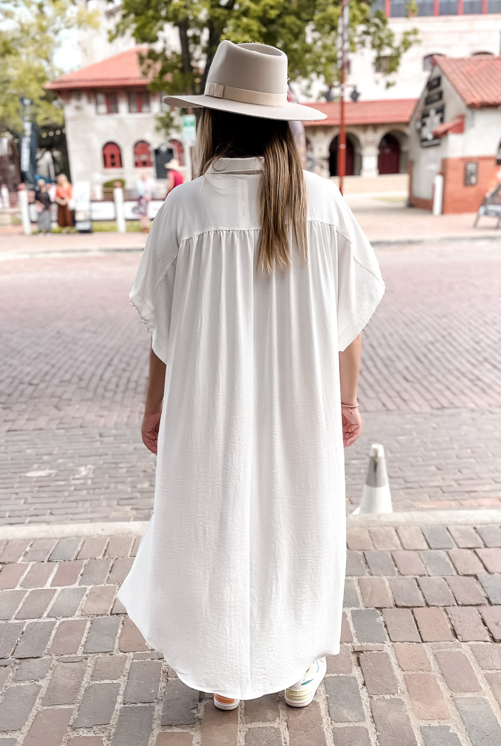 Oversized High/Low Shirt Dress - White
