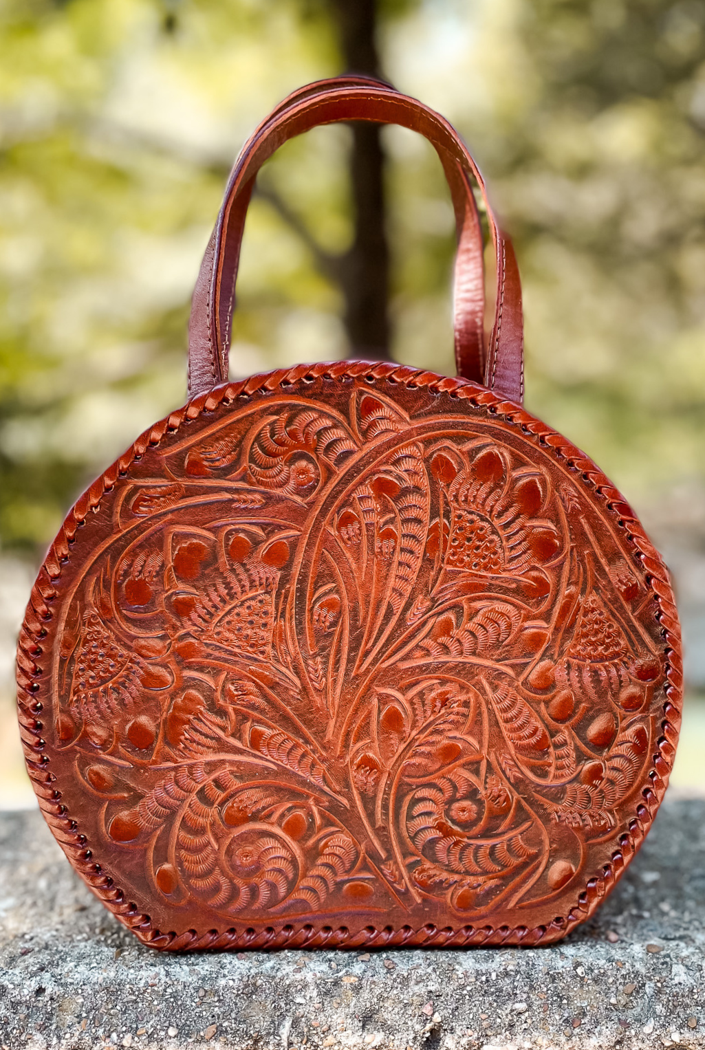 Dixie Tooled Leather Handbag - Camel