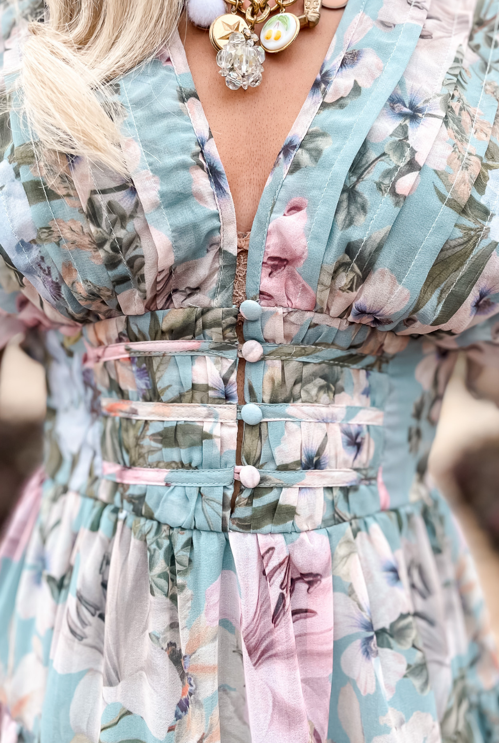Dusty Blue Floral Dress