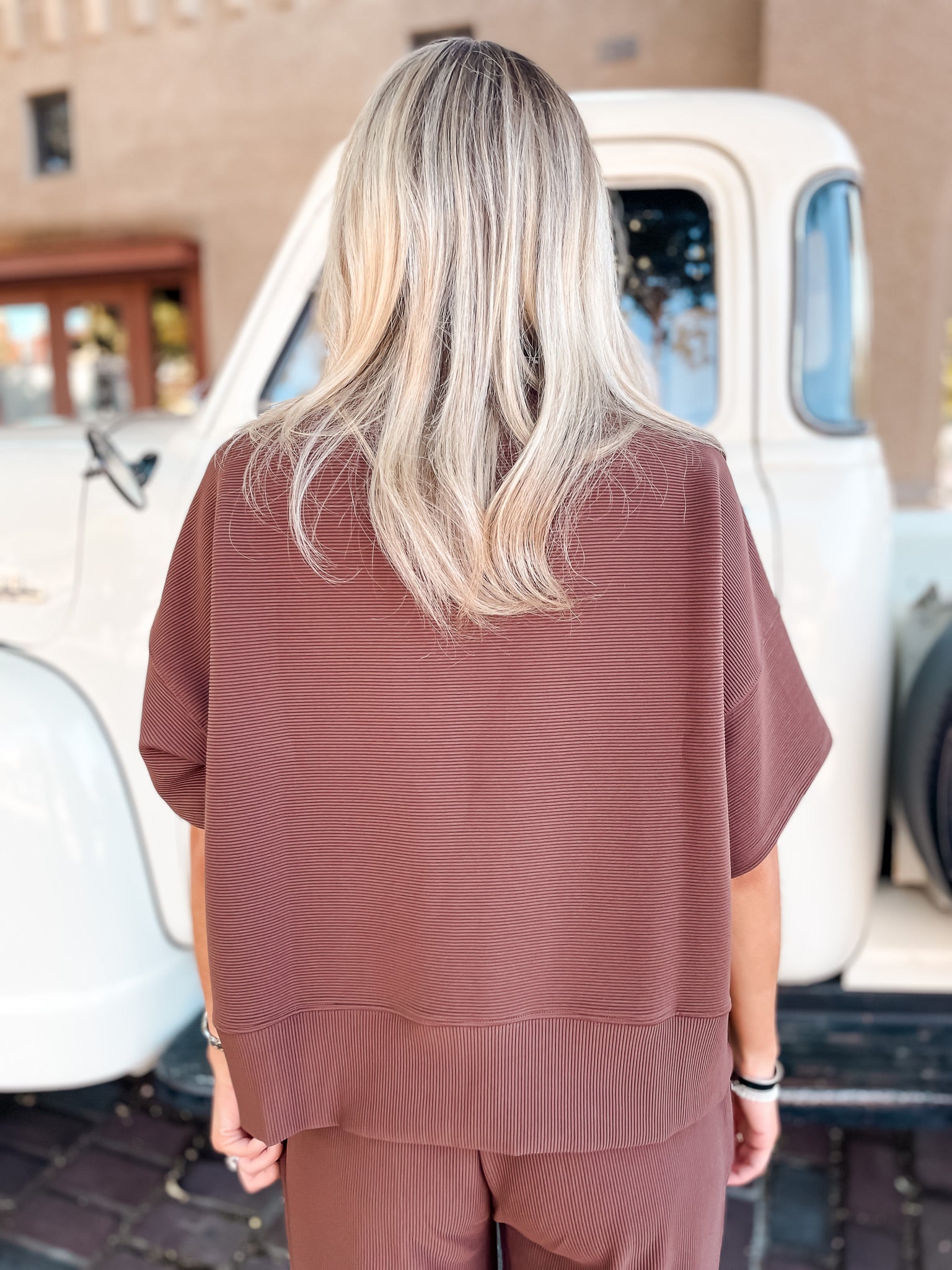 Ribbed Pant Set - Brown