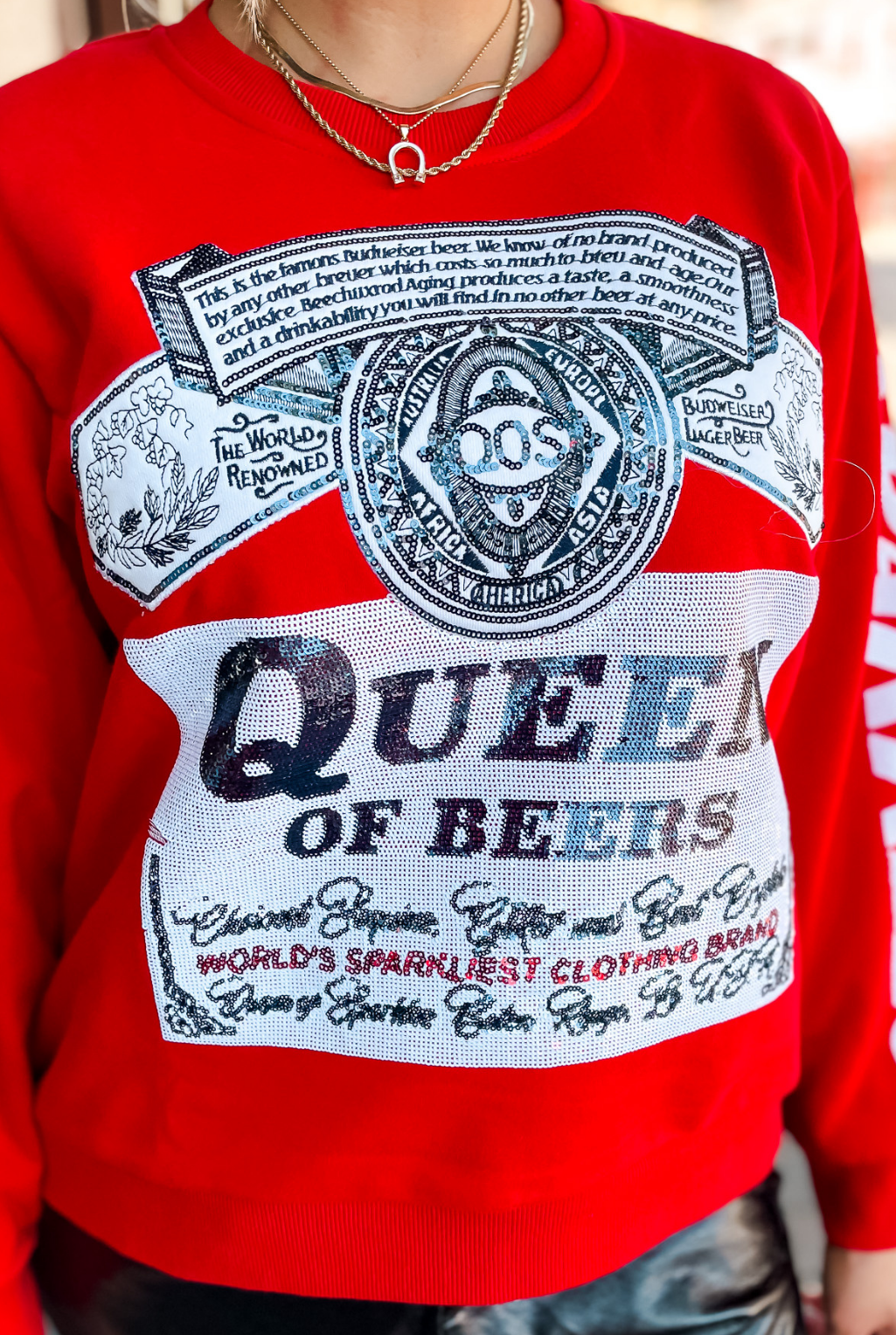 Queen Of Sparkles - Queen Of Beer Sweatshirt - Red