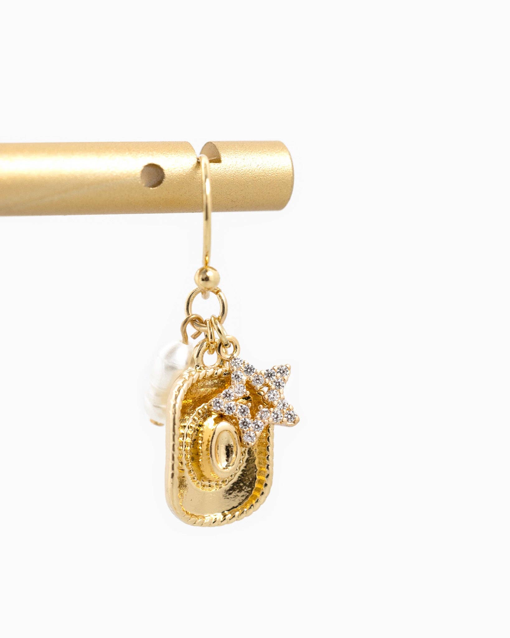 Cowboy Hat/Star/Pearl Charm Earrings