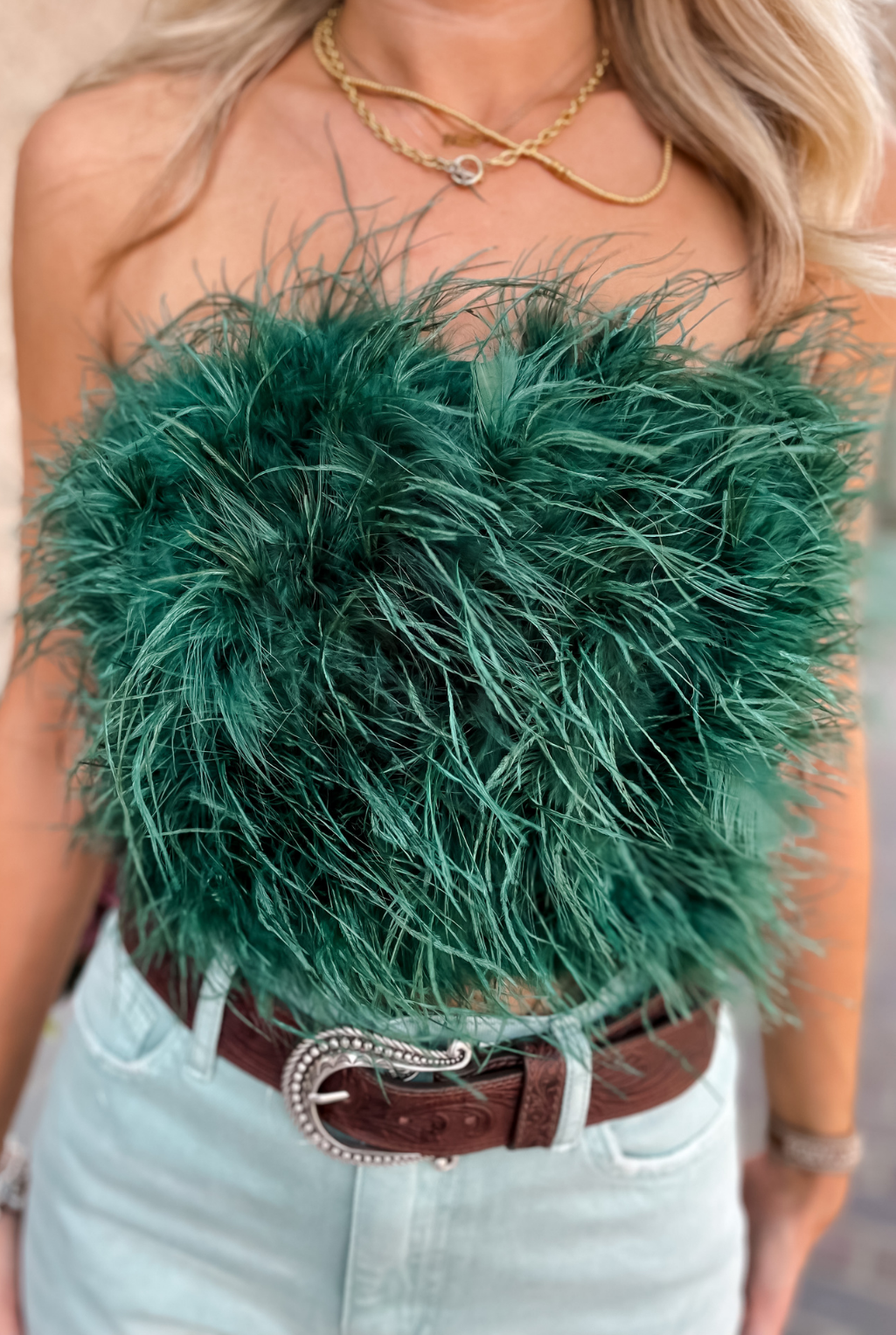 Fancy Feathers Top - Emerald