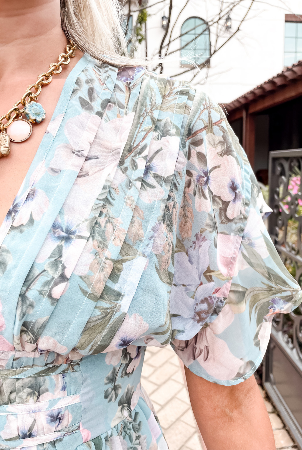 Dusty Blue Floral Dress