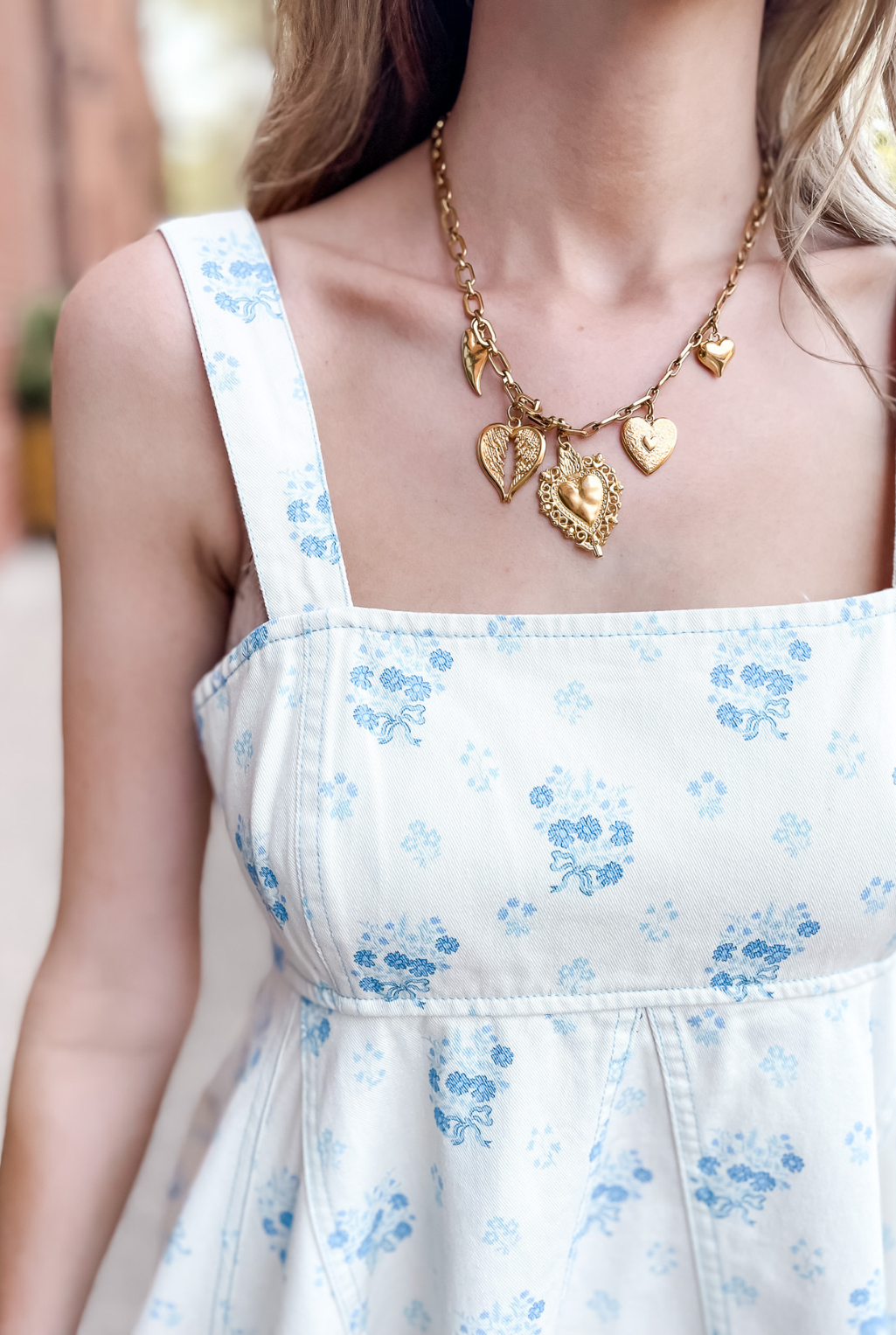 Blue Bouquet Denim Dress